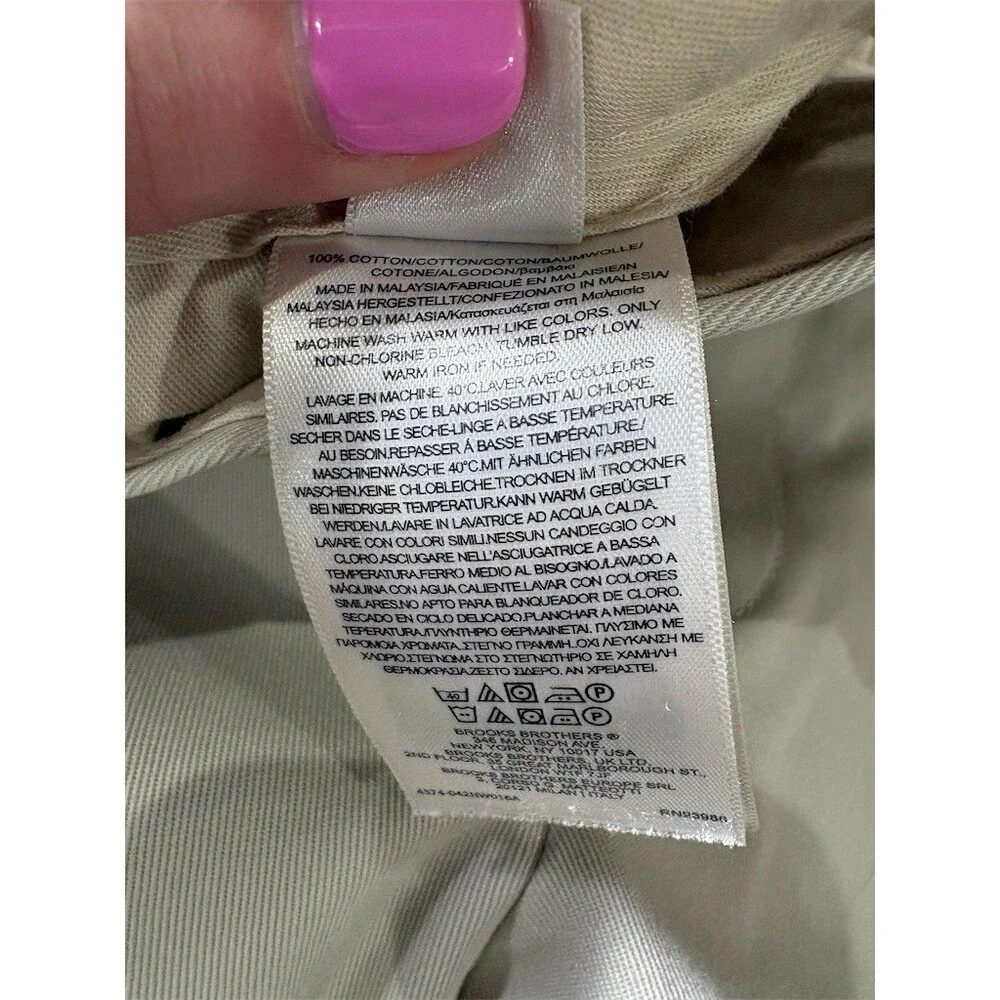 Brooks Brothers Dress Pants Mens 38x30 Beige Pleated Cuffed Straight Leg - Picture 9 of 9